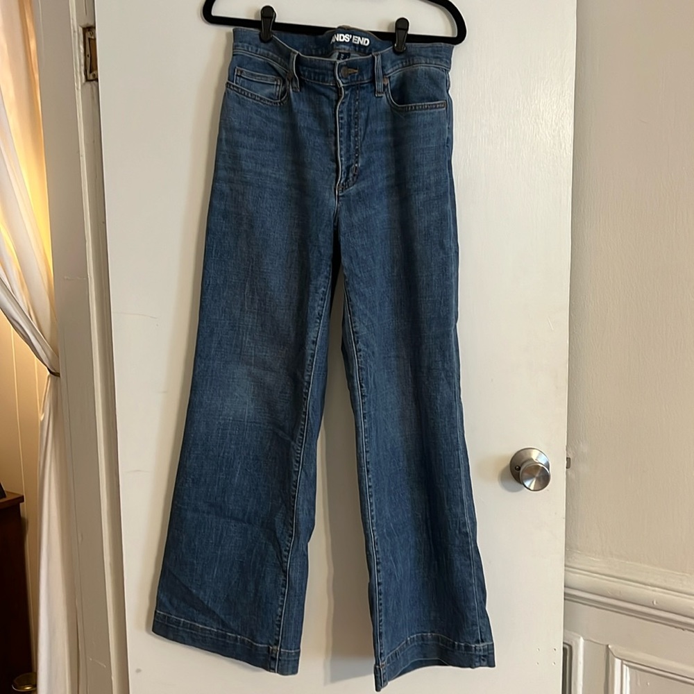 Lands End Recover High Rise Wide Leg Blue Jeans Size 6